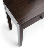 SIMPLIHOME Cosmopolitan Console Table - 60 Inch Wide Solid Wood Sofa Table in Mahogany Brown, Contemporary Storage Table for Entryway or Living Room with 3 Drawers, Square-Edged Top, and Tapered Legs