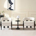 LOULENS Barrel Accent Chairs Set of 2, Vintage Chenille Upholstered Lounge Chair with Solid Wood Legs, Comfy Leisure Side Armchair for Living Room, Bedroom, Reading Nook, Corner, Beige