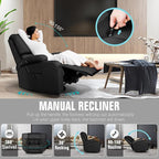 Rocking Recliner Chair, Massage Rocker Recliner Chair with Vibration Massage and Heat, 360° Swivel Faux Leather Chairs, Living Room, Bedroom, Nursery, RV, Black