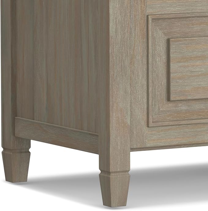 SIMPLIHOME Connaught SOLID WOOD 42 inch Wide Traditional Entryway Storage Bench in Distressed Grey for the Living Room, Entryway and Family Room