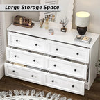 CHUWELL White Dresser for Bedroom, 55.1" Wide Dressers & Chests of Drawers with Large Capacity Storage, 6 Drawer Dresser for Bedroom