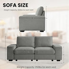 TEKAMON 73" Modular Sofa Couch with Seat Storage, Comfy 2-Seater Chenille Fabric Loveseat Sofa for Living Room, Office, Apartment W/Deep Seat, Wide Armrest, USB Charing Removable Cover(Light Grey)