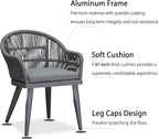 PURPLE LEAF 7 Pieces Patio Dining Set with Outdoor Aluminium Dining Table and Woven Rattan Chairs Modern Metal Furniture Cushions Sets for Garden Yard Indoor Decor Kitchen Grey
