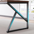HSH 70 Inch Long Walnut Desk, 2 Person Large Work Desk for Home Office, Rustic Wood and Metal Executive Writing Study Gaming Computer Table, Modern Bedroom Living Room PC Laptop Dual Monitor Table