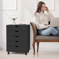 Simple Deluxe 5-Drawer Chest, Office Storage Dresser File Cabinet with Wheels, Mobile Dresser for Home Office, Black