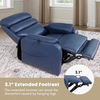 EONIX Dual Motor Lay Flat Power Lift Recliner Chair for Elderly, Electric Faux Leather Lift Chairs for Adults, 400lbs Heavy Duty Power Recliner Lift Sofa with Heat and Massage, Navy Blue