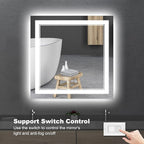 36 x 36 Inch Led Mirror for Bathroom, Backlit and Front Lighted Bathroom Vanity Mirror with Lights, Anti-Fog, 3 Colors Dimmable, Memory, Shatterproof Wall Led Mirror