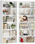 FOTOSOK 70.8" Tall Bookcase Shelf, 6 Tier Wide Bookshelf with Storage, Billy Bookcase Set of 2, Large Bookshelf for Living Room, Home Office, White