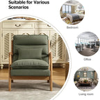 INZOY Accent Chairs Set of 2, Mid Century Modern Accent Chair with Wood Frame, Upholstered Reading Armchair with Waist Cushion, Side Chair for Living Room Bedroom Office, Easy Assembly, Green