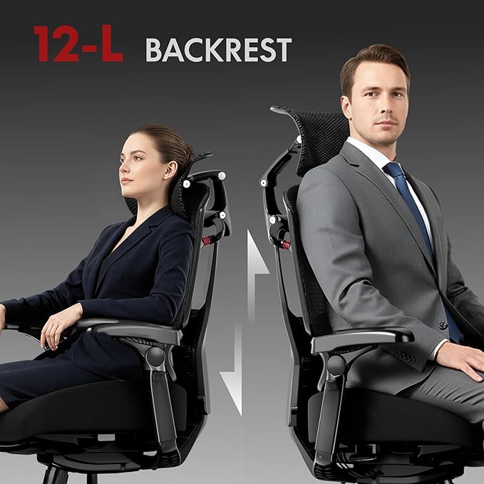 FLEXISPOT ErgoX-PRO Ergonomic Office Chair with Footrest Black – AeroWeave 5.0 Mesh Seat, 5D Lumbar, 7D Armrests, 4D Headrest, 551LBS Capacity – Office, Gaming, Home