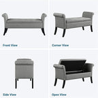 Yaheetech Ottoman with Storage, 52" Storage Ottoman Bench with Safety Hinge, Upholstered Bench with Seating for Bedroom, Living Room, Holds up to 661 lb, Light Gray