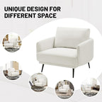 Oversized Accent Chair for Living Room Chairs Reading Arm Chair Comfy Modern Single Sofa Side Chairs with Metal Legs & Soft Cushion for Bedroom, Waiting Room (Polyster Pearl White, Set of 1)