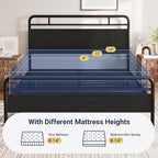 Allewie Full Size Platform Bed Frame with Wooden Headboard and Footboard, Heavy Duty 13 Metal Slats Support, Under-Bed Storage, No Box Spring Needed, Noise Free, Easy Assembly, Black Oak