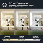 72x40 Inch LED Bathroom Mirror with Lights Front and Backlit Lighted Vanity Mirror for Bathroom Wall with 3 Colors Dimmable Anti-Fog Memory Shatter-Proof IP54 Waterproof Horizontal/Vertical