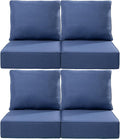 Luxury 24x24x6 Inch Outdoor Chair Cushions Set of 4 - Heavy Duty Water-Resistant Comfortable Cushion for Patio Furniture Set Dining Gliding Rocking Chairs Loveseat L-Shape Sofa - Navy Blue