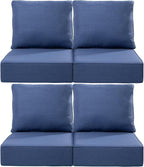 Luxury 24x24x6 Inch Outdoor Chair Cushions Set of 4 - Heavy Duty Water-Resistant Comfortable Cushion for Patio Furniture Set Dining Gliding Rocking Chairs Loveseat L-Shape Sofa - Navy Blue