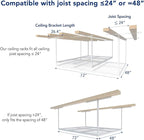 FLEXIMOUNTS 4x6 Overhead Garage Storage Adjustable Ceiling Rack 72" Length x 48" Width x 40" Height, 450lbs Weight Capacity, White, Classic Series