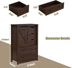 Farmhouse 5 Drawers Dresser for Bedroom, 48" Tall Dresser w/Sliding Barn Door, Rustic Dresser 5 Chest of Drawers, Storage Organizer Dresser for Bedroom, Hallway, Living Room, Dining Room, Espresso