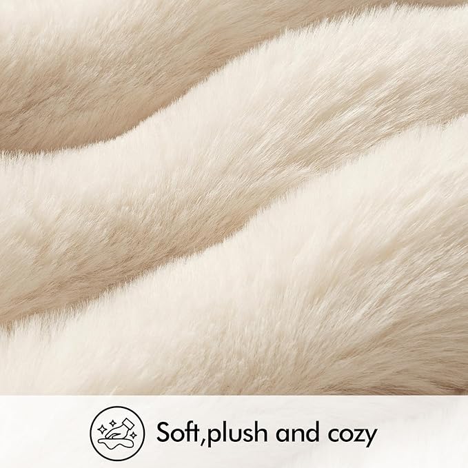MIULEE Faux Fur Pillow Covers Thick Soft Plush Throw Pillows Luxury Home Decor for Couch Bed Bedroom Living Room Sofa,20x20 Inch Pack of 2 Beige