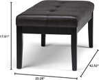SIMPLIHOME Lacey 41 inch Wide Contemporary Rectangle Tufted Ottoman Bench in Distressed Black Vegan Faux Leather, Assembled, For the Living Room and Bedroom