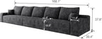 168.1" Oversized Cloud Modular Sofa, 5-Seater Couch for Large Living Room, Modern Upholstered Couches, Deep Seat Boneless Couch, No Assembly Required, Plush Corduroy (Black)