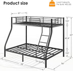 SDHYL Twin Over Twin Bunk Bed with Two Mattresses, All-in-One Metal Bunk Bed Set for Adults, Heavy Duty Sturdy Frame, 6 Inch Twin Memory Foam Mattresses Included, Idea for Dorms & Small Rooms