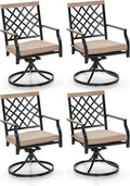 Sophia & William Outdoor Swivel Metal Chairs Set of 4, Patio Dining Chairs with Cushions, Strong Capacity Furniture Set for Garden Backyard Support 300lbs
