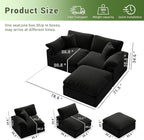Cloud Modular Sectional Sofa,2 Seat Down Filled Sofa 78.6" Minimalist Sofa,Cover Washable and Replaceable Couches for Living Room,Sectional Sofa Deep Seat Black