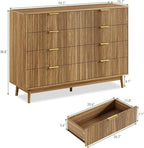 LYNSOM Fluted 8 Drawer Dresser for Bedroom, 55" Wide Modern Chest of Drawers with Curved Profile Design and Metal Handles, Wood Dresser TV Stand & Storage Organizer for Bedroom, Hallway, Walnut