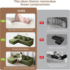 101" Modular Sectional Sofa for Living Room,Boneless Couch in A Box,Memory Foam Sectional Couches for Apartment,Cloud Couch No Assembly Required,Green