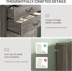 DICTAC Farmhouse 6 Drawers Dresser for Bedroom, 48.2" Tall Dressers Chest of Drawer, Large Storage Closet Organizer with Natural Texture and Vintage Metal Handle, Wooden Vertical Dresser for Hallway
