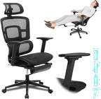 Ergonomic Office Chair with Footrest, 4D Adjustable Armrests, Comfy Swivel Rolling Mesh Computer Desk Chair with Lumbar Support, Wheels for Office, Home, Gaming, S2 Elite