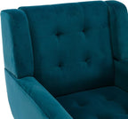 Dolonm Midcentury Modern Accent Chair with Arms, Upholstered Fabric Reading Side Chair Tufted Back Decorative Wingback Chair for Living Room Bedroom (Teal)