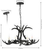 JONATHAN Y JYL6301D Eldora 26" Adjustable Resin Antler 4-Light LED Chandelier, Black for Living Room, Dining Room