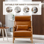 ANJHOME Mid Century Modern Accent Chair with High Back, Single Lounge Armchair with Solid Wood Frame, Comfy Reading Chair for Living Room, Easy Assembly
