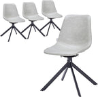 LeisureMod Markley Swivel Leather Dining Side Chair with Durable Iron Legs – Comfortable Accent Chair for Kitchen, Dining Room, or Office Set of 4