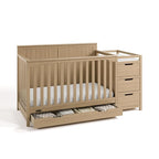 Graco Hadley 5-in-1 Convertible Crib & Changer (Driftwood) – GREENGUARD Gold Certified, Fits Standard Crib Mattress, Converts to Toddler Bed and Full Bed, 4 Adjustable Mattress Heights