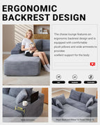 95 Inch Cloud Sectional Couch,Modular Sectional Sofa with Deep Seat,Modern Corduroy Boneless Couches with L-Shape Chaise for Living Room Bedroom,No Assembly Required (Grey, Right Facing Chaise)