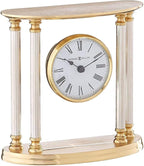 Howard Miller New Orleans Tabletop Clock – Elegant Brass Accent Clock with Palladium Plated Fluted Columns Quartz Movement Traditional Design for Office Mantel & Home Decor