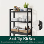 Smiry Over The Toilet Storage Cabinet, 3-Tier Bamboo Bathroom Organizers with Adjustable Shelf & 4 Hooks, Space Saving Shelf Rack for Bathrooms, Laundry Room, Balcony, Black