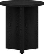 Henn&Hart 20" Wide Round Side Table in Black Grain, for Home, Living Room, Bedroom, Entertainment Room or Office