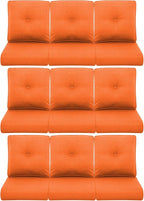 9-Piece Outdoor Patio Cushion Set - Fade & Water Resistant with Removable Olefin Cover, 22x24x4 Inch Memory Foam Cushions for Wicker Sectional Sofa – Orange/Buckle