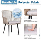 JOIVI Patio Dining Chairs Set of 4, 4-Piece Rattan Outdoor Chairs with Armrest and Cushions for Outside Lawn, Garden, Backyard, Indoor, Tan