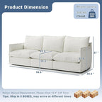 94.6" Cloud Modular Sectional Sofa, Waterproof Down Filled Sectional Sofas, High Backrest 3 Seater Sectional Couches for Living Room, Modern Modular Couch with Removable Cover, Cream White