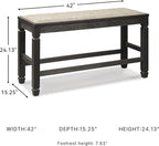 Signature Design by Ashley Tyler Creek Urban Farmhouse Counter Height Upholstered Dining Bench, Almost Black
