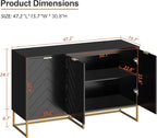 Scurrty Sideboard Cabinet with 3 Doors Buffet Cabinet with Adjustable Shelf, Storage Buffet with 3 Doors (Black)