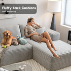 135.4" Cloud Sectional Couch with 1 Ottoman,Modern Modular Sofa with Deep Seat, Comfort U Shaped Sofa Couches for Living Room Bedroom Apartments,No Assembly Required, (Grey,Right Facing Chaise)