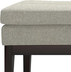 SIMPLIHOME Carlson 45-inch Wide Linen-Look Fabric Ottoman Bench in Greige with Solid Wood Frame for Living Room, Entryway, or Bedroom