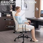 Home Office Desk Chair, Ergonomic High Back Leather Computer Chair with Lumbar Support, Adjustable Height & Recline, Swivel Executive Office Chair with Armrests and Rubber Casters, White