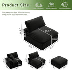 Modular Sectional Sofa,1-Seater Extra Comfty Deep-Seat-Filled Couch,Modern Couches for Living Room, Apartment,Office,Small Space,Black